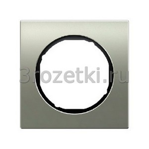 3rozetki.ru - Berker - R.3. - [10112204] Рамка 1 постовая металл, вставка чёрная (нержавеющая сталь).