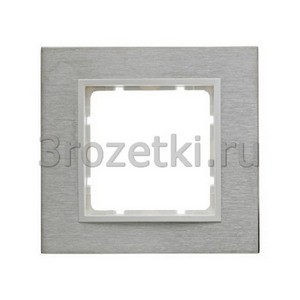 3rozetki.ru - Berker - B.7. - [10113609] Рамка 1 постовая металл, вставка белая (нержавеющая сталь).