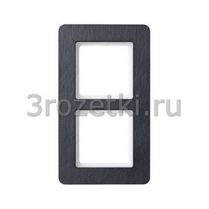 3rozetki.ru - Berker - Q.7. - [10126030] Рамка 2 постовая сланец натуральный, вертикальная/горизонтальная, (антрацитовый бархат).