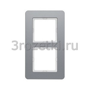 3rozetki.ru - Berker - Q.7. - [10126074] Рамкa 2 постовая металл, вертикальная/горизонтальная (алюминиевый бархат).