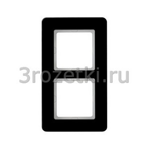 3rozetki.ru - Berker - Q.7. - [10126076] Рамка 2 постовая стекло, вертикальная/горизонтальная вставка чёрная (чёрный глянец).