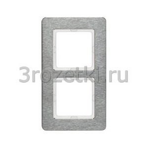 3rozetki.ru - Berker - Q.7. - [10126083] Рамкa 2 постовая металл, вертикальная (нержавеющая сталь).