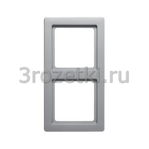 3rozetki.ru - Berker - Q.1. - [10126084] Рамка 2 постовая пластик, вертикальная/горизонтальная (алюминиевый бархат).