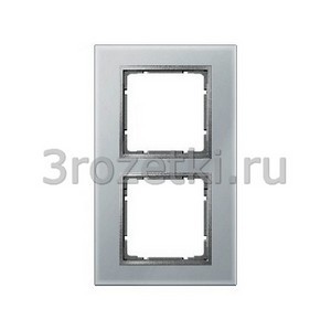 3rozetki.ru - Berker - B.7. - [10126414] Рамка 2 постовая стекло, вертикальная/горизонтальная вставка алюминиевая (алюминий).