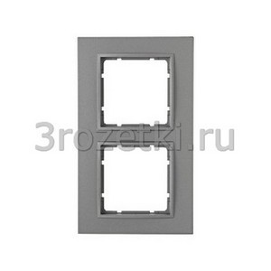 3rozetki.ru - Berker - B.7. - [10126424] Рамка 2 постовая пластик, вертикальная/горизонтальная вставка алюминиевая (алюминий матовый).