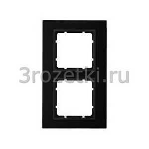 3rozetki.ru - Berker - B.7. - [10126616] Рамка 2 постовая стекло, вертикальная/горизонтальная вставка антрацитовая (чёрный).