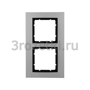 3rozetki.ru - Berker - B.7. - [10126904] Рамка 2 постовая металл, вертикальная/горизонтальная вставка антрацитовая (алюминий).