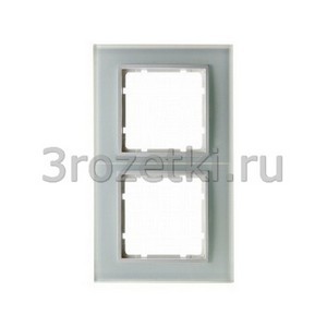 3rozetki.ru - Berker - B.7. - [10126909] Рамка 2 постовая стекло, вертикальная/горизонтальная вставка белая (белый матовый).
