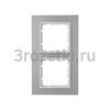[10126914] Рамка 2 постовая металл, вертикальная/горизонтальная вставка белая (алюминий) <Berker-B.7.>