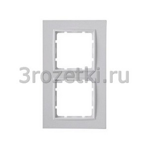 3rozetki.ru - Berker - B.7. - [10126919] Рамка 2 постовая пластик, вертикальная/горизонтальная вставка белая (белый матовый).