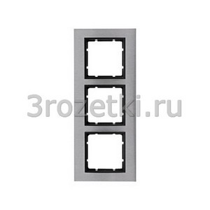 3rozetki.ru - Berker - B.7. - [10133606] Рамка 3 постовая металл, вертикальна вставка антрацитовая (нержавеющая сталь).