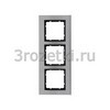 [10133606] Рамка 3 постовая металл, вертикальна вставка антрацитовая (нержавеющая сталь) <Berker-B.7.>