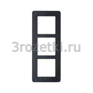 3rozetki.ru - Berker - Q.7. - [10136030] Рамка 3 постовая сланец натуральный, вертикальная/горизонтальная, (антрацитовый бархат).