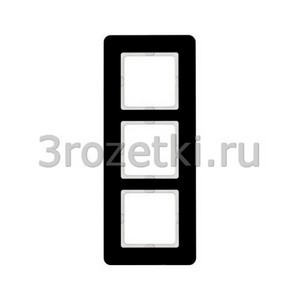 3rozetki.ru - Berker - Q.7. - [10136076] Рамка 3 постовая стекло, вертикальная/горизонтальная вставка чёрная (чёрный глянец).