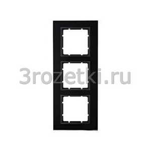 3rozetki.ru - Berker - B.7. - [10136616] Рамка 3 постовая стекло, вертикальная/горизонтальная вставка антрацитовая (чёрный).