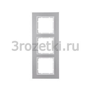 3rozetki.ru - Berker - B.7. - [10136914] Рамка 3 постовая металл, вертикальная/горизонтальная вставка белая (алюминий).