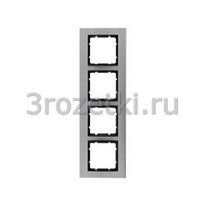 3rozetki.ru - Berker - B.7. - [10143606] Рамка 4 постовая металл, вертикальна вставка антрацитовая (нержавеющая сталь).