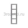 [10143609] Рамка 4 постовая металл, вертикальна вставка белая (нержавеющая сталь) <Berker-B.7.>
