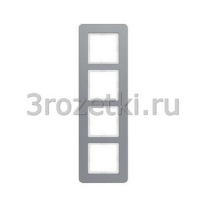 3rozetki.ru - Berker - Q.7. - [10146074] Рамкa 4 постовая металл, вертикальная/горизонтальная (алюминиевый бархат).