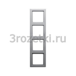 3rozetki.ru - Berker - Q.1. - [10146084] Рамка 4 постовая пластик, вертикальная/горизонтальная (алюминиевый бархат).