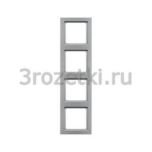 3rozetki.ru - Berker - Q.3. - [10146094] Рамка 4 постовая пластик, вертикальная/горизонтальная (алюминиевый бархат).