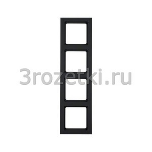 3rozetki.ru - Berker - Q.3. - [10146096] Рамка 4 постовая пластик, вертикальная/горизонтальная (антрацитовый бархат).