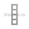 [10146424] Рамка 4 постовая пластик, вертикальная/горизонтальная вставка алюминиевая (алюминий матовый) <Berker-B.7.>