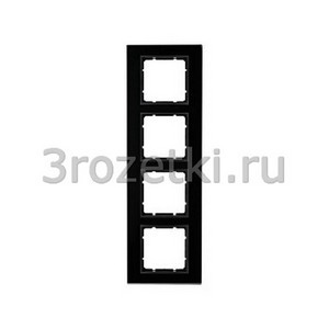 3rozetki.ru - Berker - B.7. - [10146616] Рамка 4 постовая стекло, вертикальная/горизонтальная вставка антрацитовая (чёрный).