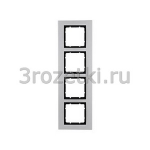3rozetki.ru - Berker - B.7. - [10146904] Рамка 4 постовая металл, вертикальная/горизонтальная вставка антрацитовая (алюминий).