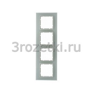 3rozetki.ru - Berker - B.7. - [10146909] Рамка 4 постовая стекло, вертикальная/горизонтальная вставка белая (белый матовый).