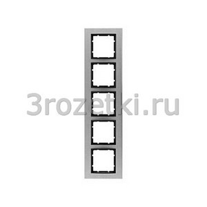 3rozetki.ru - Berker - B.7. - [10153606] Рамка 5 постовая металл, вертикальна вставка антрацитовая (нержавеющая сталь).