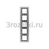 [10153606] Рамка 5 постовая металл, вертикальна вставка антрацитовая (нержавеющая сталь) <Berker-B.7.>