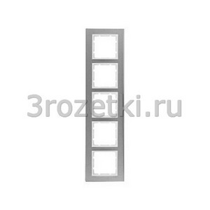 3rozetki.ru - Berker - B.7. - [10153609] Рамка 5 постовая металл, вертикальна вставка белая (нержавеющая сталь).