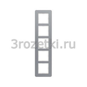 3rozetki.ru - Berker - Q.7. - [10156074] Рамкa 5 постовая металл, вертикальная/горизонтальная (алюминиевый бархат).
