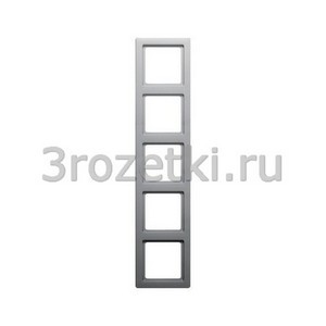 3rozetki.ru - Berker - Q.1. - [10156084] Рамка 5 постовая пластик, вертикальная/горизонтальная (алюминиевый бархат).