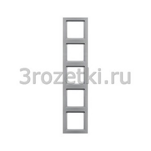 3rozetki.ru - Berker - Q.3. - [10156094] Рамка 5 постовая пластик, вертикальная/горизонтальная (алюминиевый бархат).