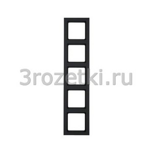3rozetki.ru - Berker - Q.3. - [10156096] Рамка 5 постовая пластик, вертикальная/горизонтальная (антрацит бархат).