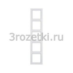 3rozetki.ru - Berker - Q.3. - [10156099] Рамка 5 постовая пластик, вертикальная/горизонтальная (белый бархат).