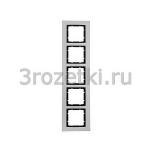 3rozetki.ru - Berker - B.7. - [10156904] Рамка 5 постовая металл, вертикальная/горизонтальная вставка антрацитовая (алюминий).