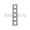 [10156904] Рамка 5 постовая металл, вертикальная/горизонтальная вставка антрацитовая (алюминий) <Berker-B.7.>