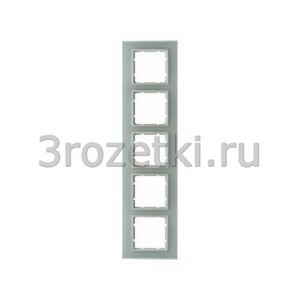 3rozetki.ru - Berker - B.7. - [10156909] Рамка 5 постовая стекло, вертикальная/горизонтальная вставка белая (белый матовый).