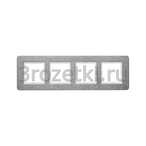 3rozetki.ru - Berker - Q.7. - [10246083] Рамкa 4 постовая металл, горизонтальная (нержавеющая сталь).