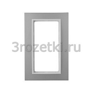 3rozetki.ru - Berker - B.7. - [13096914] Рамка 1 постовая металл, с большим вырезом вставка белая (алюминий).