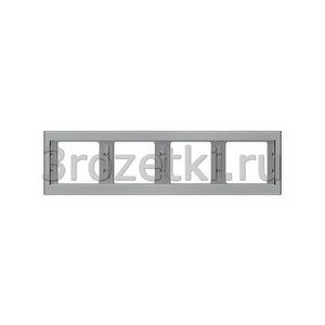 3rozetki.ru - Berker - K.5. - [13837004] Рамкa 4 постовая металл, горизонтальная (нержавеющая сталь).