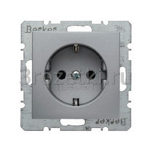 3rozetki.ru - Berker - S.1. - [47231404] Розетка SCHUKO с з/к, со шторками ''защита от детей'' (алюминий матовый).
