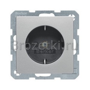 3rozetki.ru - Berker - Q - [47236084] Розетка SCHUKO с з/к, со шторками ''защита от детей'' (алюминиевый бархат).