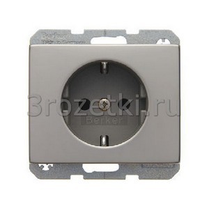 3rozetki.ru - Berker - K.5. - [47357004] Розетка SCHUKO с з/к, со шторками ''защита от детей'' (нержавеющая сталь).