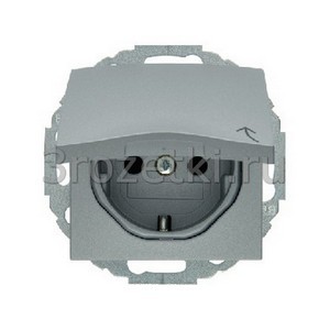 3rozetki.ru - Berker - S.1. - [47441404] Розетка SCHUKO с з/к, с крышкой (алюминий матовый).