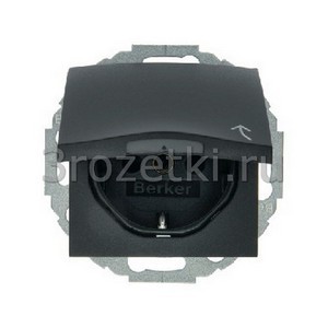 3rozetki.ru - Berker - S.1. - [47441606] Розетка SCHUKO с з/к, с крышкой (антрацитовый матовый ).