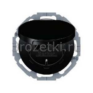 3rozetki.ru - Berker - R - [47442045] Розетка SCHUKO с з/к, с крышкой (чёрный глянец).